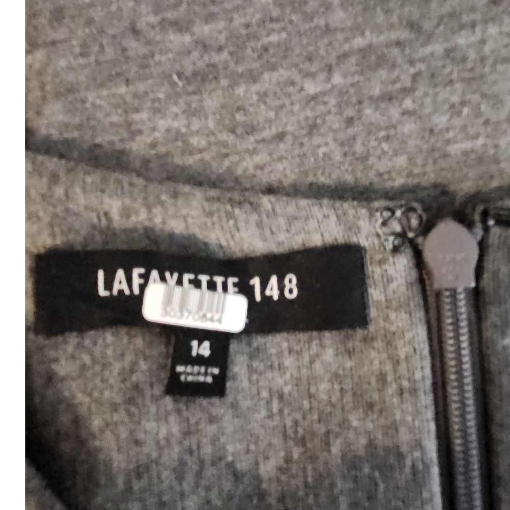 Lafayette 148 New York Cowl Neck Knee Length Sheath Dress Gray Size 14 - Picture 5 of 6